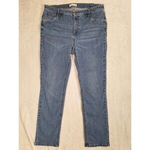 J JILL Jeans Womens 16 Blue Denim Smooth Fit Straight Leg Stretch Elastic Sides
